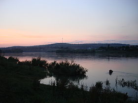 Dniester River near Mohyliv-Podilskyi, Ukraine. Photo taken from Moldovan bank.