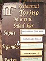 Menu Típico de um restaurante em La Paz