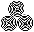 Alternative form of triple spiral symbol (thicker line).