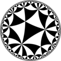 Tiling of the hyperbolic plane by triangles: π/3, π/5, π/6 Generated by Python code at User:Tamfang/programs.