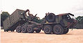 An early Oshkosh M1075A0 PLS truck