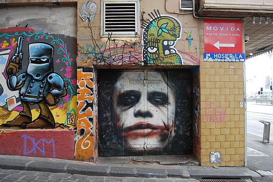 Ledger's character Joker as a part of the street art in Melbourne