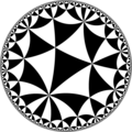 Tiling of the hyperbolic plane by triangles: π/3, π/4, π/6 Generated by Python code at User:Tamfang/programs.