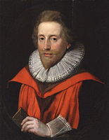 Attributed to Cornelis Janssens van Ceulen. Portrait of Richard Zouch (circa 1590 date QS:P,+1590-00-00T00:00:00Z/9,P1480,Q5727902 -1661) 1620. oil on panel medium QS:P186,Q296955;P186,Q106857709,P518,Q861259 . 67.3 × 52.1 cm (26.4 × 20.5 in). London, National Portrait Gallery.