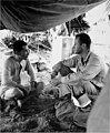 CAPTURED ENEMY SOLDIER BEING QUESTIONED at Aitape. The operation there gave the Allies another airstrip.