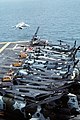 AN AV-8B takes off from the flight deck of the amphibious assault ship USS NASSAU (LHA-4) during Operation Desert Shield.