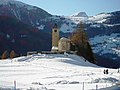 Lenz GR, Kirche St. Maria mit Piz Beverin