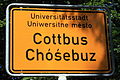 Deutsch: Ortsschild von Cottbus English: City limit sign of Cottbus