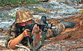 Kazakhstan Army soldier training with an AK-74 rifle (equipped with Blank Fire Adaptor)