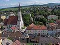 The town's parish church as seen from the Abbey