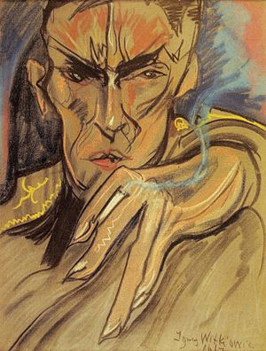 Stanisław Ignacy Witkiewicz, "Portrait of an Officer with a Cigarette", 1917