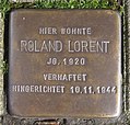 English: Stolperstein ("stumbling block") Roland Lorent Deutsch: Stolperstein zur Erinnerung an Roland Lorent