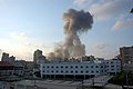 A few moments after a July 26 Israeli air force dropped two bombs in the centre of Tyre, south Lebanon.