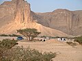 Picnic area under the Tuwaik escarpment. Near Korean Slope, South-West of Riyadh, Saudi Arabia