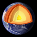 Earth photo cutaway with core