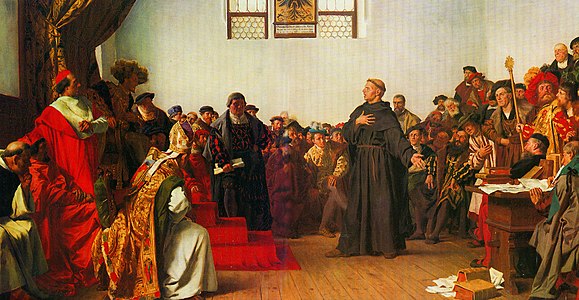 Luther at the Diet of Worms label QS:Len,"Luther at the Diet of Worms" 1877