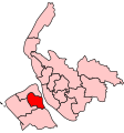 Location of the Birkenhead constituency within the county of Merseyside