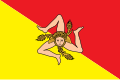 The flag of Sicily, featuring the revived trinacria symbol