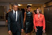 With President Barack Obama (left) and First Lady Michelle Obama (middle) (16 September 2009)