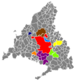 Submetropolitan areas inside the metropolitan area of Madrid. Project AUDES5.