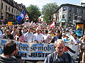 Marchers in Montréal on August 6 call for an immediate ceasefire.