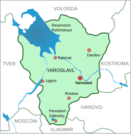 Map of Yaroslavl Oblast