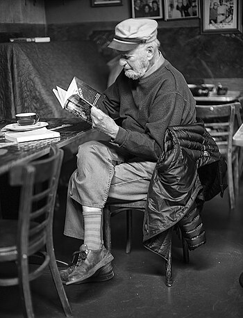 Lawrence Ferlinghetti at Caffe Trieste in 2012 by Christopher Michel.