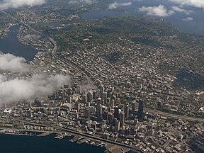 English: Downtown and Elliot Bay (lower left)