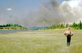 Firefighter en route to fire in 1953