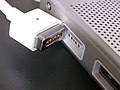 Plug and socket on a MacBook Pro