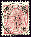 12 kr issue 1890, cancelled at CEMBRA, in 1897.