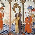 The Prophet Muhammad in a Mosque. Turkish, 16th Century, painting on paper