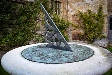 A Sundial on a Pillar, located at Anglesey Abbey, Cambridgeshire, United Kingdom