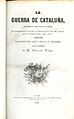 Portada. Eduardo Chao. La guerra de Cataluña. Madrid 1847