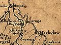 Part of Beauplan's map showing Busza (present Busha, Ukraine) on the Dnister river.