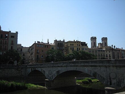 Català: Pont d'Isabel II o Pont de Pedra. Arquitecte: Constantino Germán. Italiano: Ponte d'Isabella II o 'Pont de Pedra'. Architetto: Constantino Germán