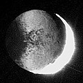 The leading hemisphere of Iapetus in Saturnlight