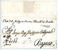 Folded letter sent to RAGUSA (Dubrovnik) on 1822-08-31. Linear postmark V.TRIEST