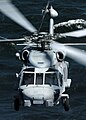 An MH-60R Seahawk of HSM-41 conducts a routine flight off the coast of San Diego.