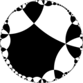 Isohedral tiling of the hyperbolic plane by 14-gons.