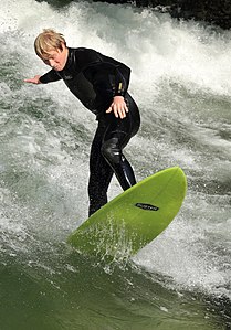 Munich, Germany: Eisbach surfer