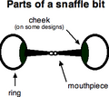 Diagram of the parts of a snaffle bit