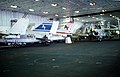 A-7Bs of CVWR-20 in the hangar of the carrier Carl Vinson