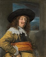 Portrait of a Member of the Haarlem Civic Guard . circa 1636-1638. oil on canvas medium QS:P186,Q296955;P186,Q12321255,P518,Q861259 . 86 × 69 cm (33.8 × 27.1 in). Washington, D.C., National Gallery of Art.