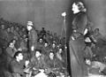 MarleneDietrich, entertaining front-line soldiers of the Third Army, 1944