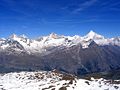 Dent Blanche (4.357 m), Ober Gabelhorn (4.063 m), Zinalrothorn (4.221 m) and Weisshorn (4.505 m) (Walliser Alps), view from Gornergrat