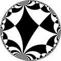 Isohedral tiling of the hyperbolic plane by ideal rhombs.