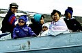 Spring journey in a boat fixed on qamutik (Inuit sled) (1995)