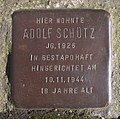 English: Stolperstein ("stumbling block") Adolf Schütz Deutsch: Stolperstein zur Erinnerung an Adolf Schütz