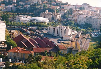 Der Bahnhof von Bastia aus der Vogelperspektive